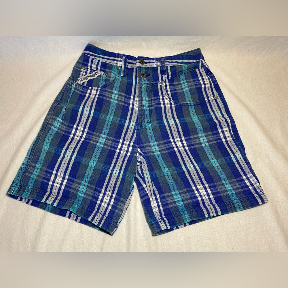 Vintage UNION BAY Shorts High Waisted Retro Striped Summer Blue Women’s 9 Medium